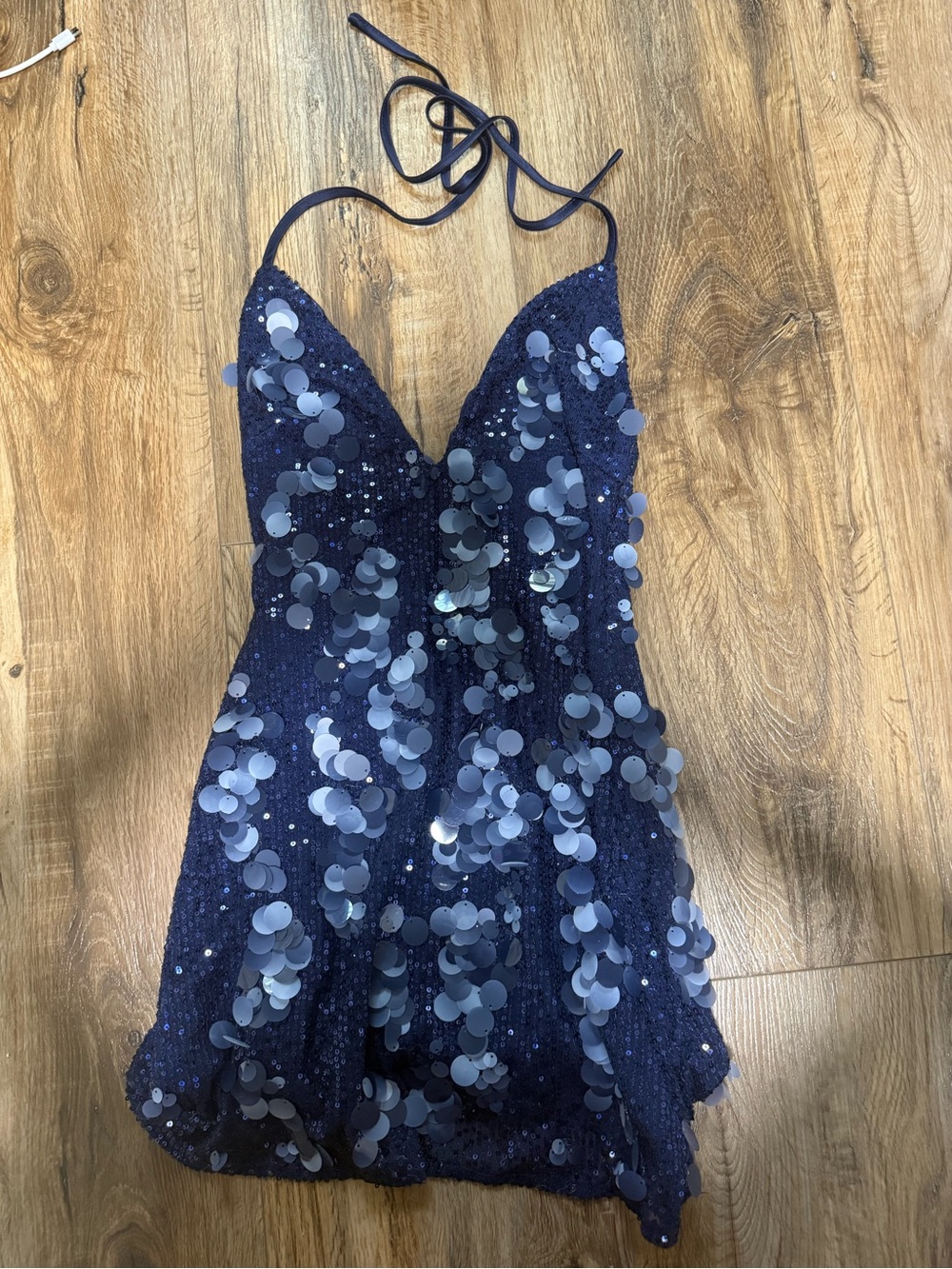 Tiger Mist Navy Sequin Halter Mini